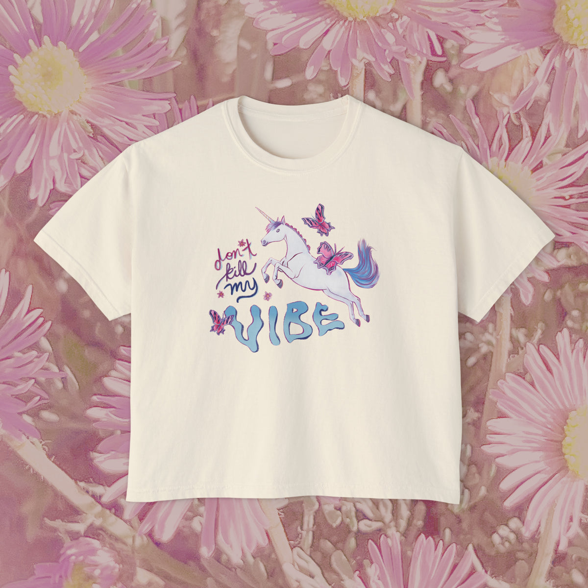 Pastel Unicorn Butterfly Magic Vibes Tee