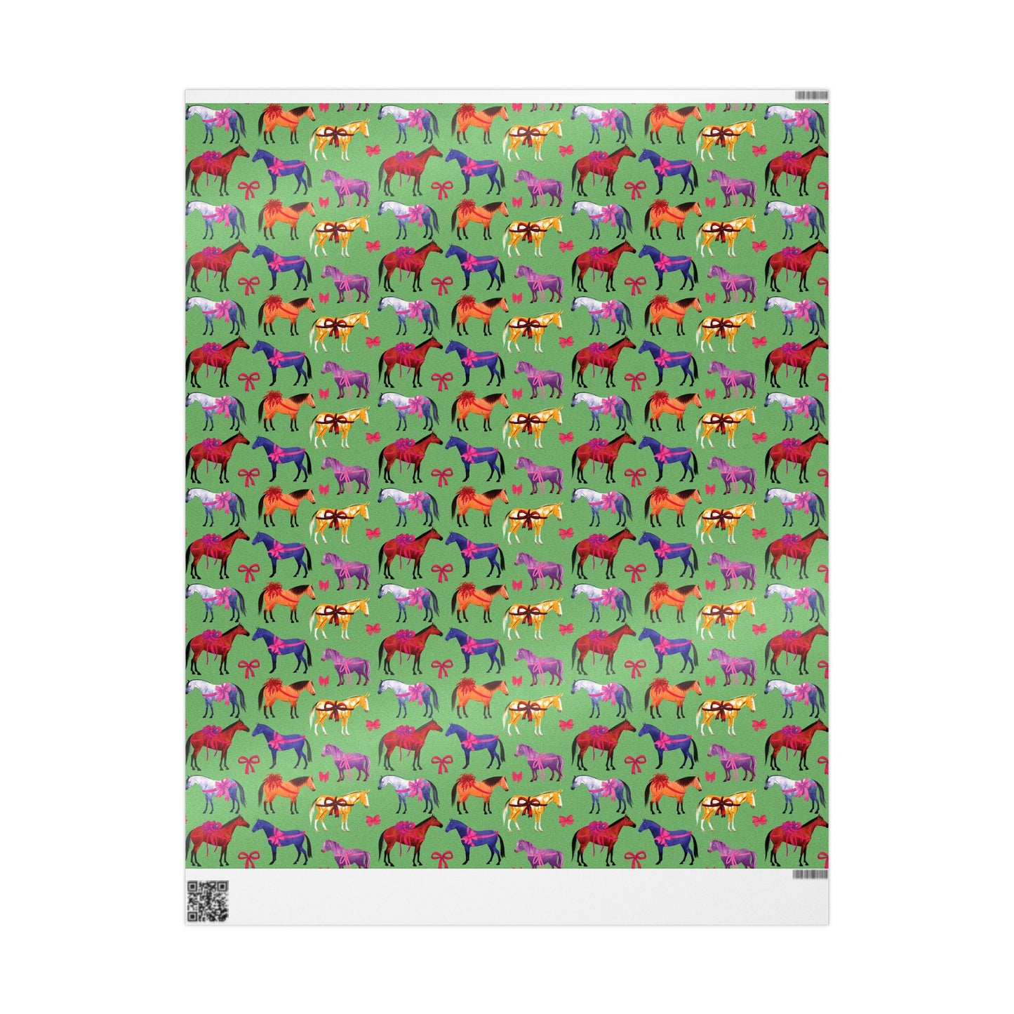 Colorful Horse Breeds | Equestrian Gift Wrap Roll - Green