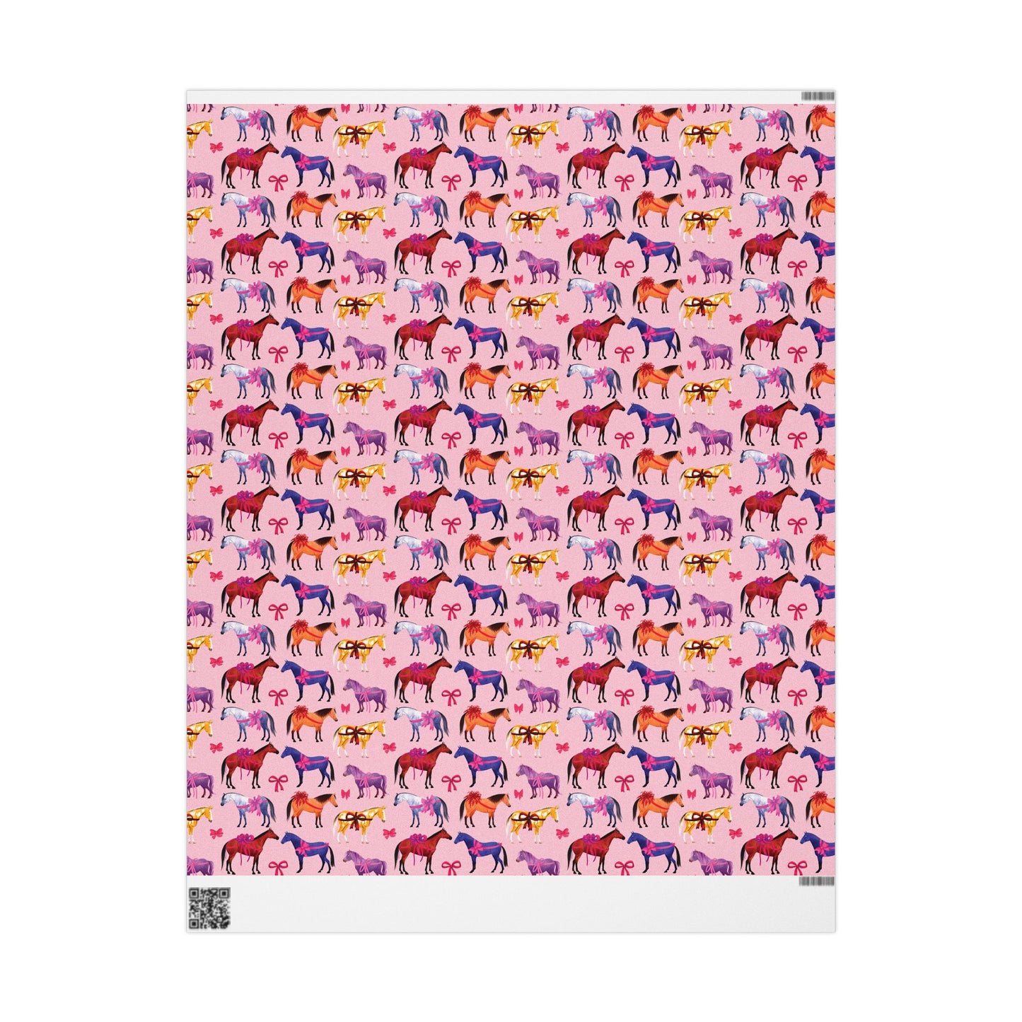 Colorful Horse Breeds | Equestrian Gift Wrap Roll - Pink