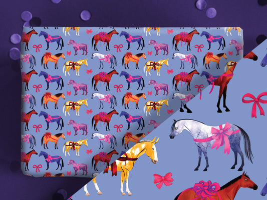 Colorful Horse Breeds | Equestrian Gift Wrap Roll - Lilac
