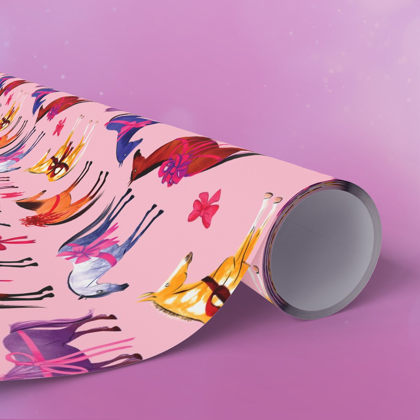 Colorful Horse Breeds | Equestrian Gift Wrap Roll - Pink