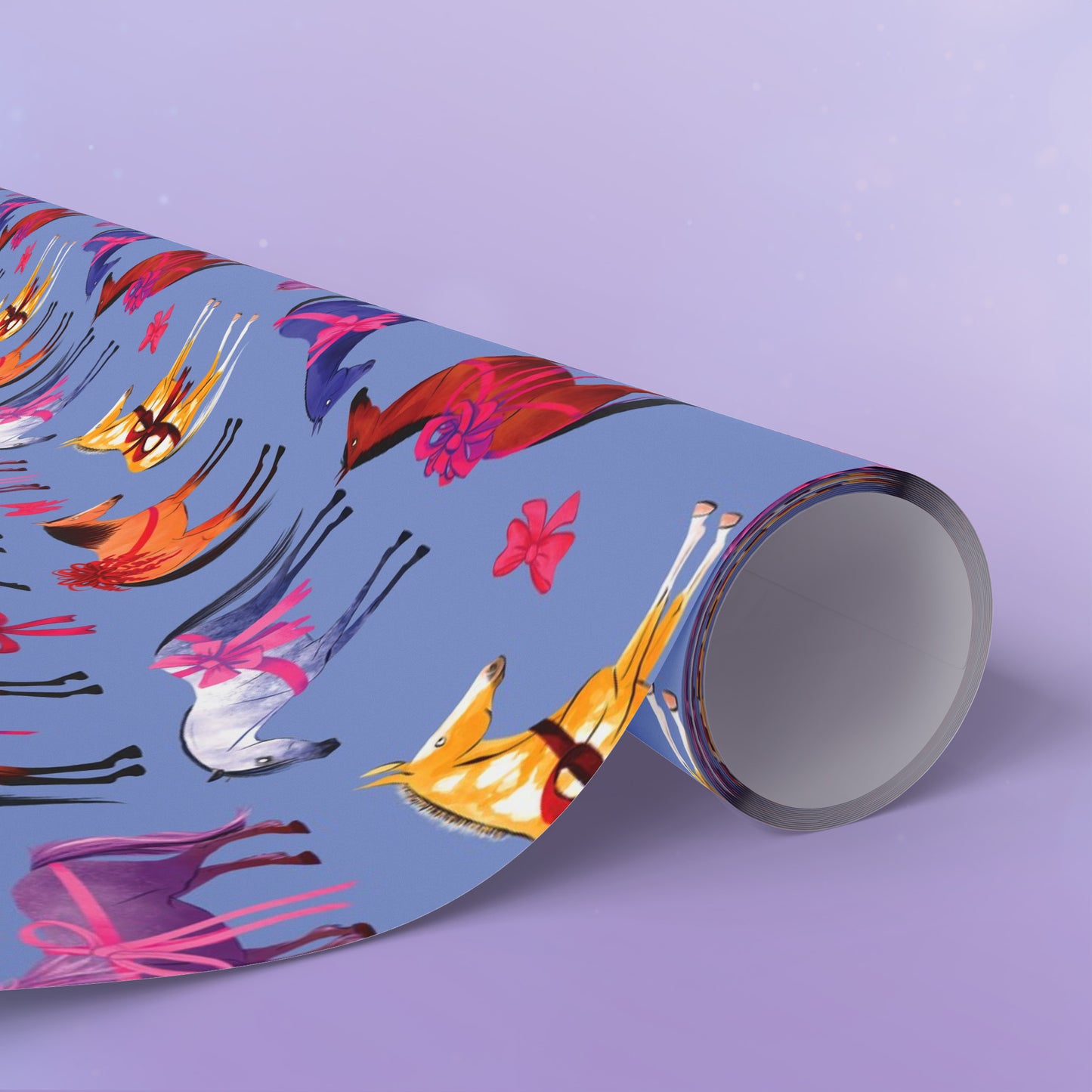 Colorful Horse Breeds | Equestrian Gift Wrap Roll - Lilac