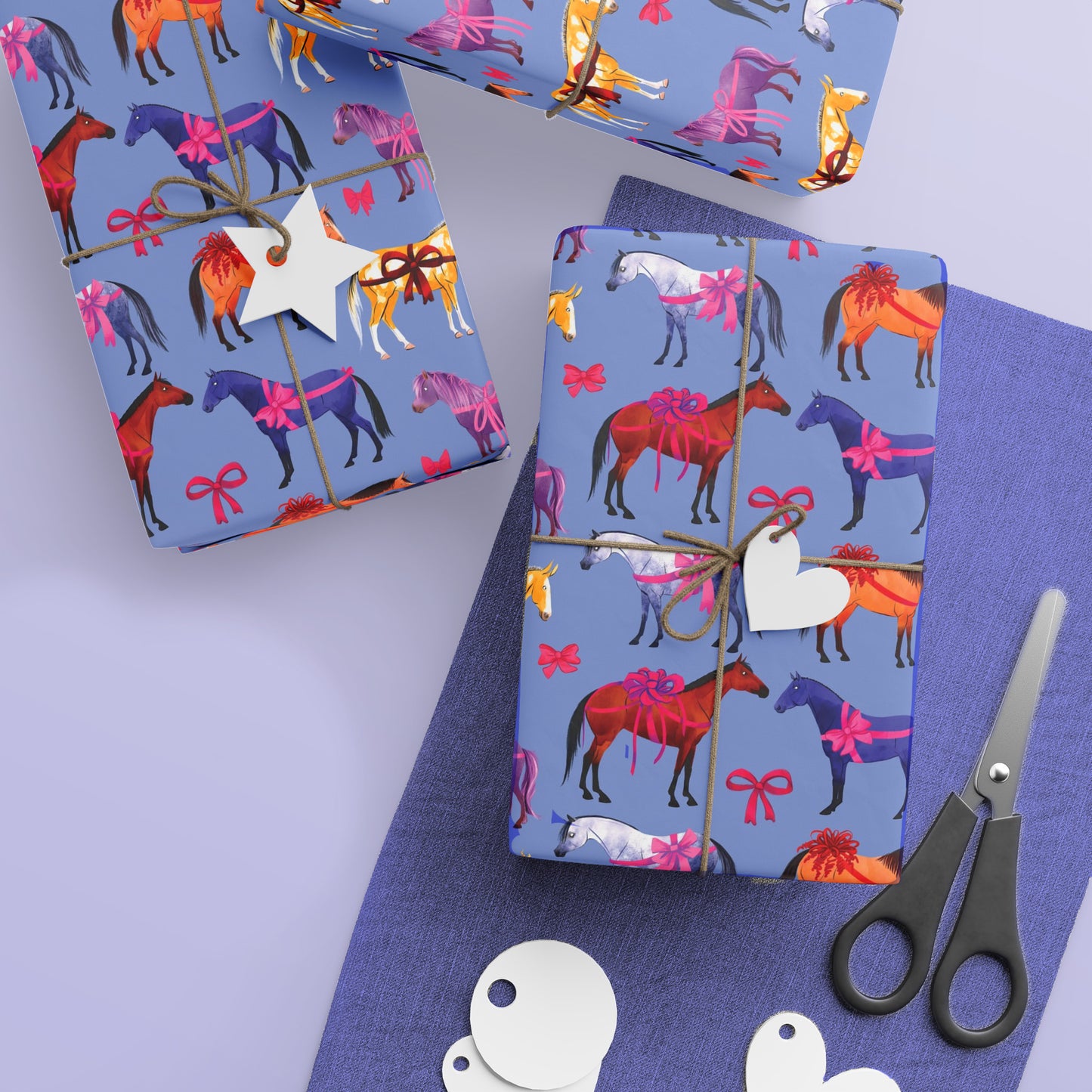 Colorful Horse Breeds | Equestrian Gift Wrap Roll - Lilac