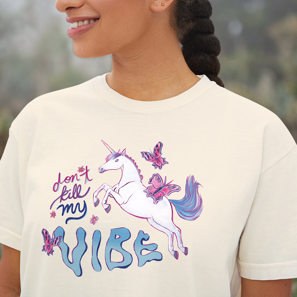 Pastel Unicorn Butterfly Magic Vibes Tee