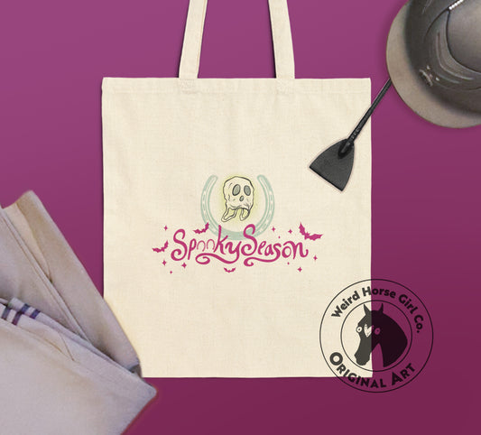 Spooky Season Equestrian Canvas Tote | Horse Humor Halloween