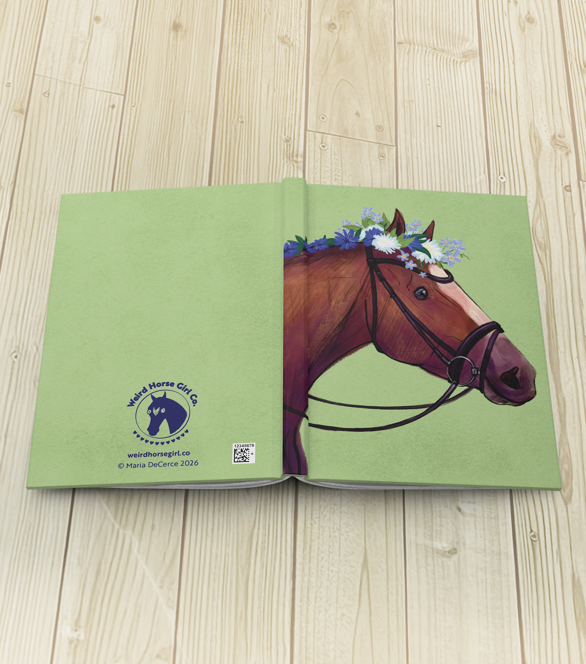 Dressage Horse Floral Journal, Equestrian Notebook Hand-drawn Art, Original Illustration, Horse with Flowers, Modern Boho Horse Decor
