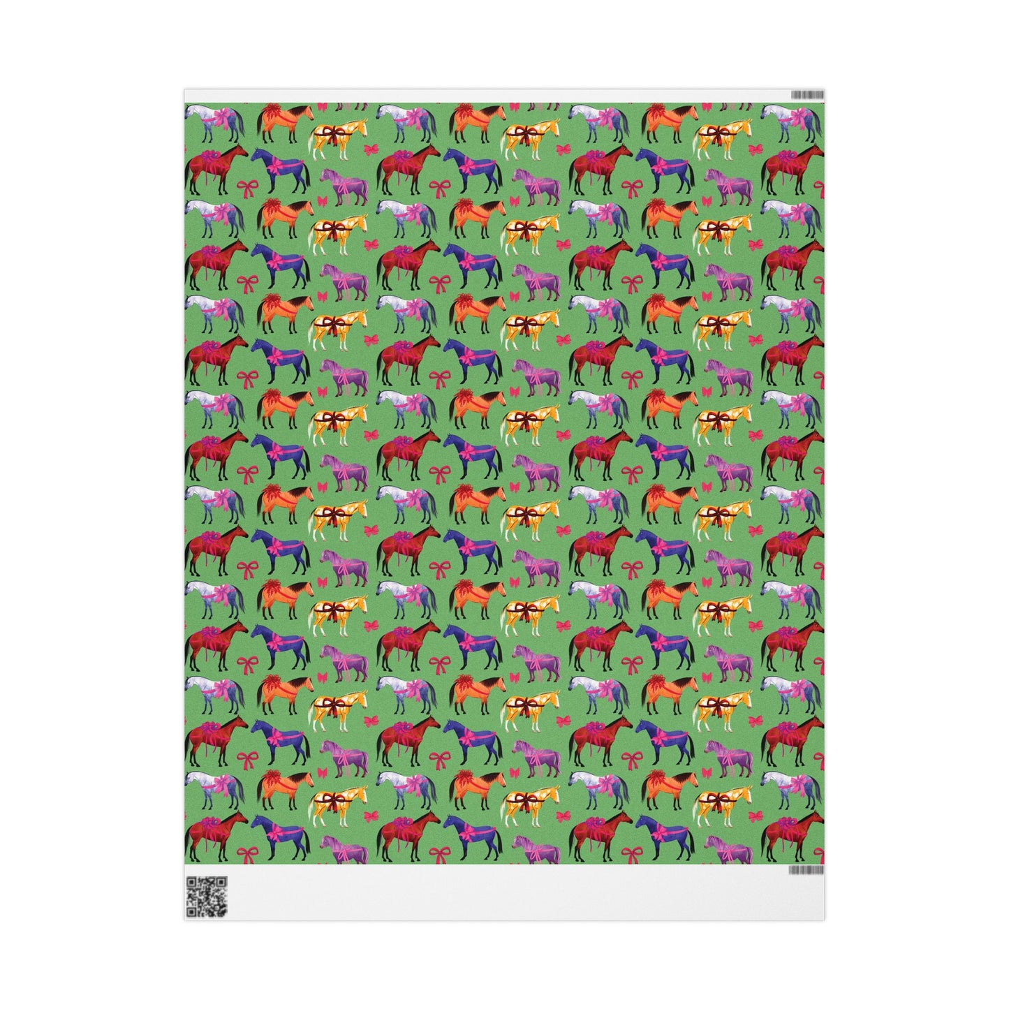 Colorful Horse Breeds | Equestrian Gift Wrap Roll - Green