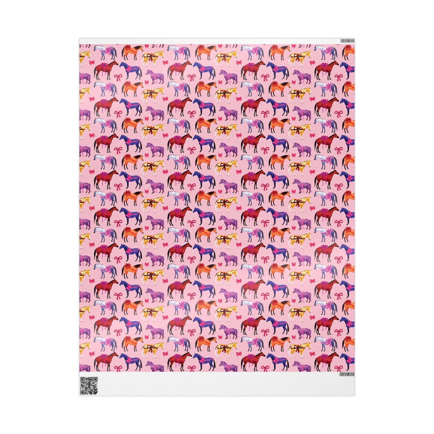 Colorful Horse Breeds | Equestrian Gift Wrap Roll - Pink