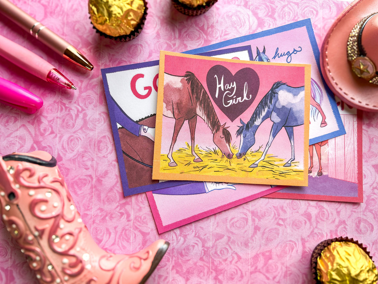 Digital Download PDF - Horse Love Equestrian Printable Valentine's Day Cards